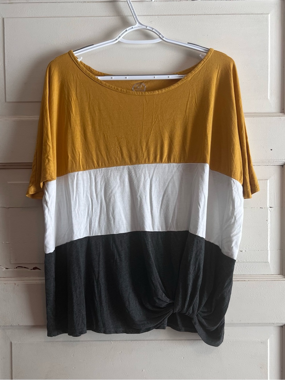 Colorblock Short Sleeve Tee by Unknown Brand - Mustard/White/Black